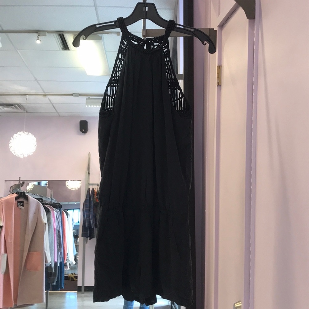 Joie black halter top romper